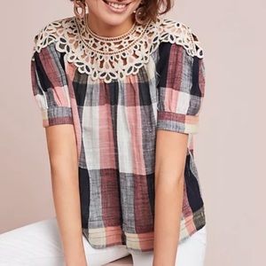 Anthropologie Maeve Plaid Swing Top